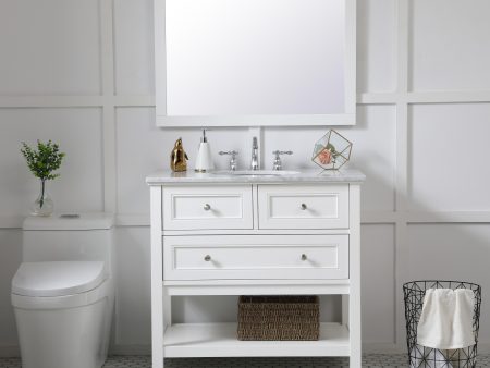 Aqua Rectangle Vanity Mirror 30 Inch In White Fashion