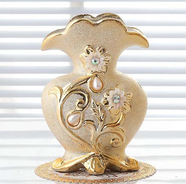 Gold Frosted Porcelain Vase For Sale