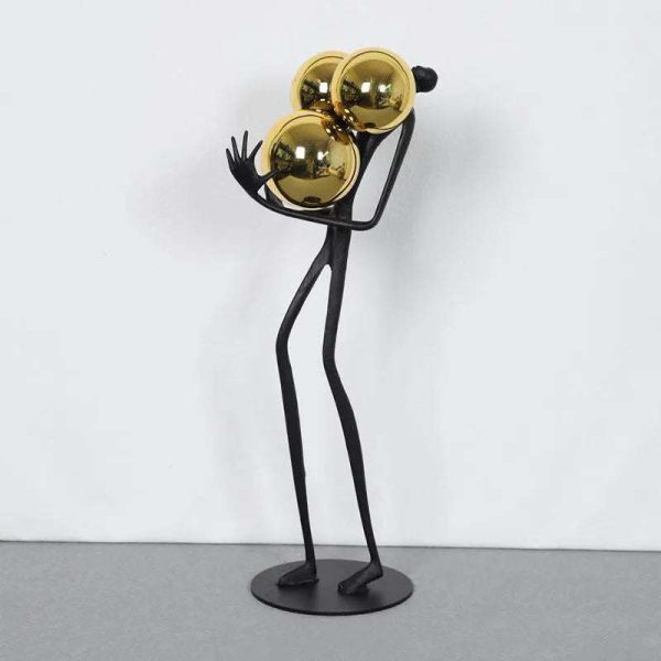 Golden Ball Matchstick Men Sculpture For Cheap