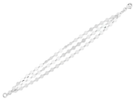 Silver Mirror Link Triple Strand Bracelet Online Sale