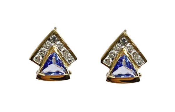 14k Yellow Gold Tanzanite & .28cttw Diamond Earrings Online Hot Sale