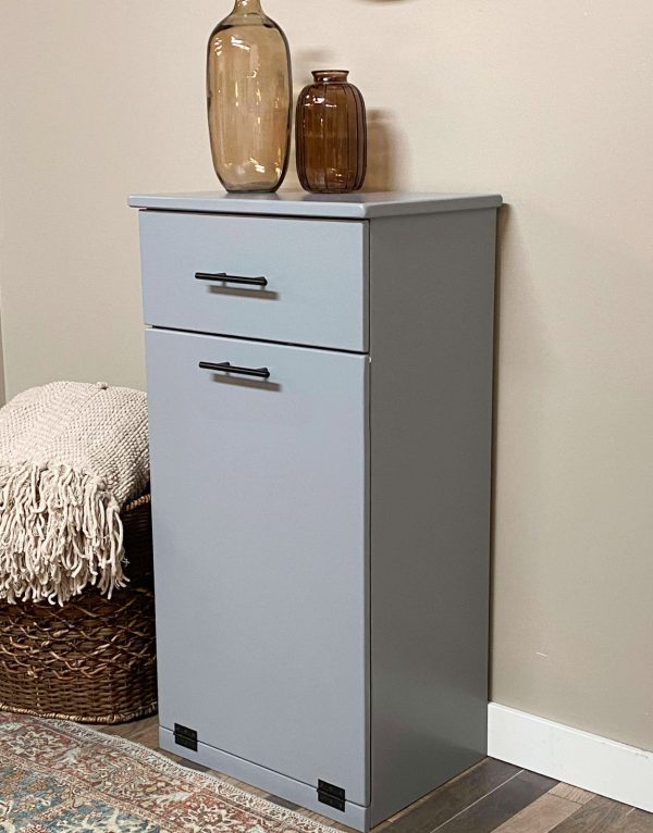 Sinclair with a storage drawer in gray modern door. Online