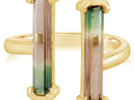 14K Yellow Gold Bi-Color Tourmaline Ring on Sale