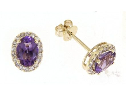 14k Yellow Gold 1.44cttw Amethyst & .27cttw Diamond Earrings Discount