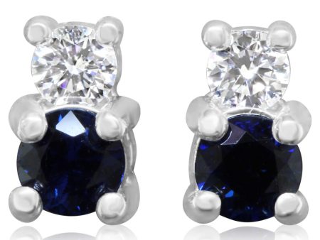 14K White Gold Sapphire Diamond Earrings Online Sale