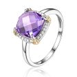 14k Two Tone 2.54ct Amethyst and .07cttw Diamond Ring, Online Sale