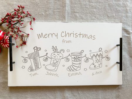 Christmas tray with personalized stockings Hot on Sale