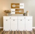 Livingston with a storage drawer in white with modern style doors Online Sale