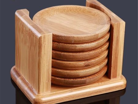 6PCS Bamboo Coaster Set - Modern Style Round Cup Rests 🎍 Discount