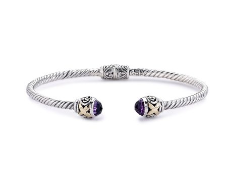 Amethyst Bangle, Sterling Silver & 18K Gold X Design Bangle Hot on Sale