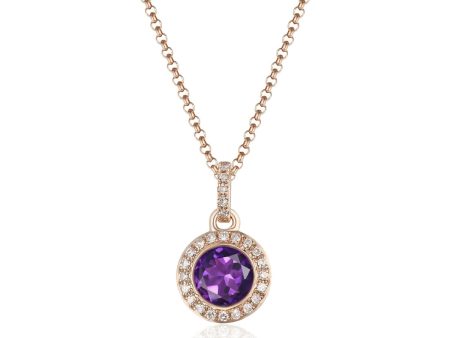 14k Rose Gold .68ct Amethyst & .07cttw Diamond Necklace Online