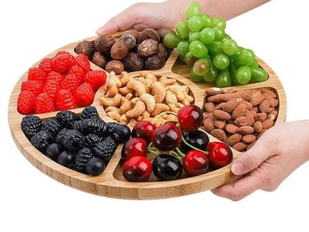 Wooden Divided Round Serving Tray - Perfect for Parties on Sale