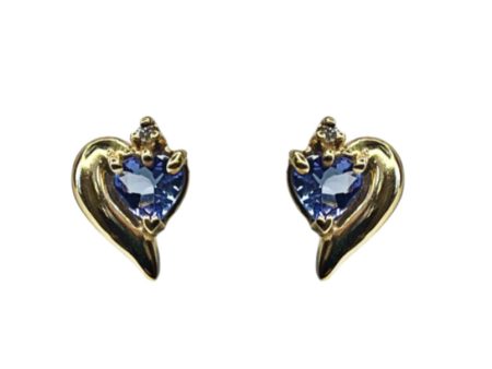 14k Yellow Gold Diamond & Tanzanite Earrings .02tdw Fashion