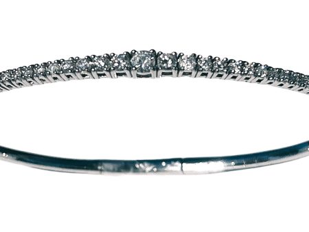 14k White Gold 1.25cttw Diamond Bangle For Discount