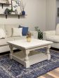 Rustic baluster square farmhouse coffee table all over painted and distressed on Sale