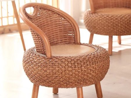 Balcony rattan chair tatami mat single with rattan solid wood for shoe stool living room adult casual Fashion