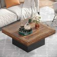 Rustic Brown LED Square Coffee Table Online Sale