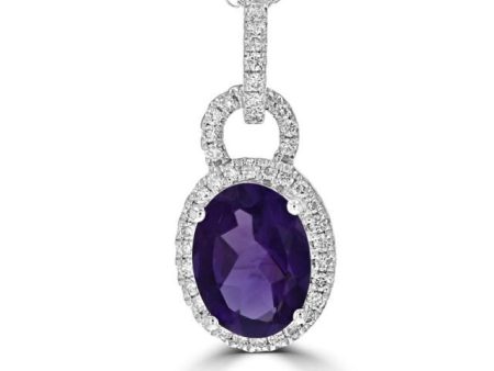 14k White Gold 1.08ct Amethyst & .17cttw Diamond Pendant Supply