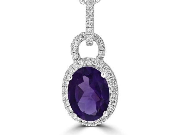 14k White Gold 1.08ct Amethyst & .17cttw Diamond Pendant Supply