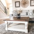 Rustic baluster square farmhouse coffee table distressed warm brown Fashion