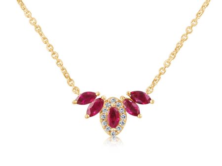 14K Yellow Gold Ruby Diamond Neckpiece Discount