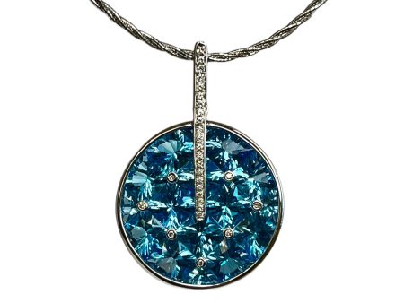 18k White Gold Blue Topaz & Diamond Enhancer Slide Pendant Online Hot Sale