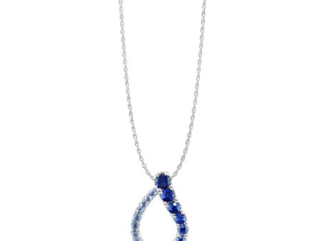 14K White Gold Graduated Blue Sapphire Pendant Online