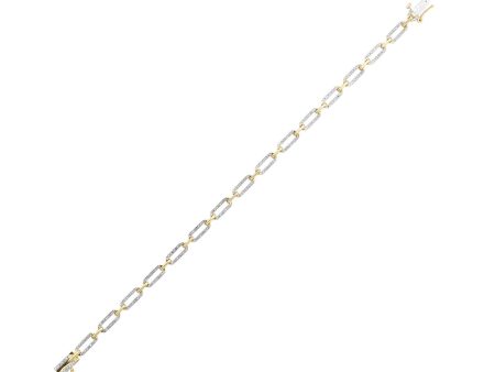 10k Yellow Gold .50cttw Diamond Paperclip Bracelet Online Sale