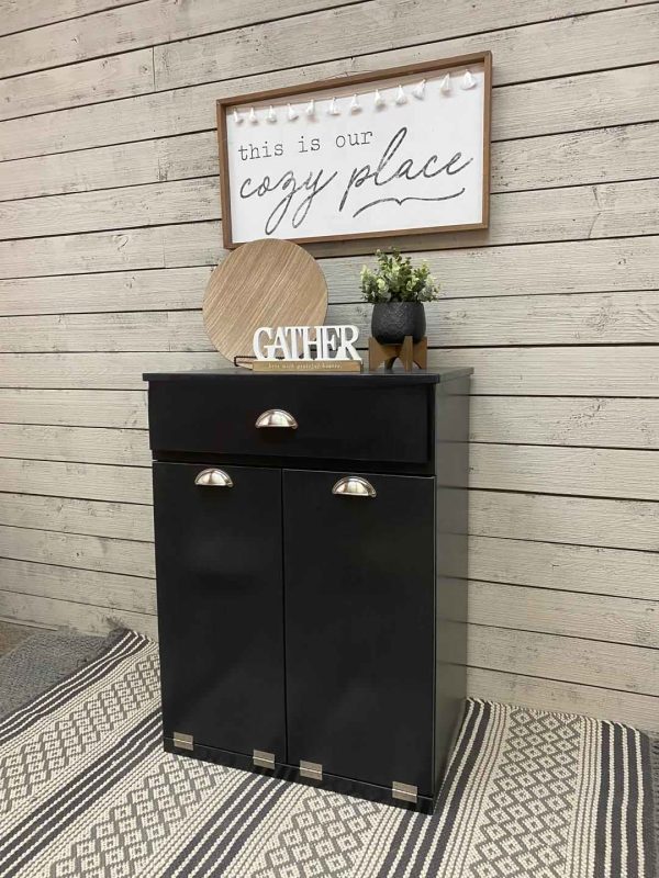 Barlow with a storage drawer in wood look textured  black modern style Online Hot Sale