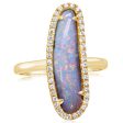 14K Yellow Gold Australian Boulder Opal Diamond Ring Discount