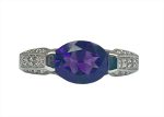 14k White Gold 2.32ct oval Amethyst & .18cttw Diamond Ring Online