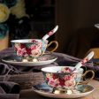 Retro Rose Euro Bone China Tea Cup & Saucer Set with Heart Plate Cheap