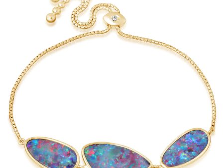 14K Yellow Gold Australian Opal Doublet Diamond Bracelet Online