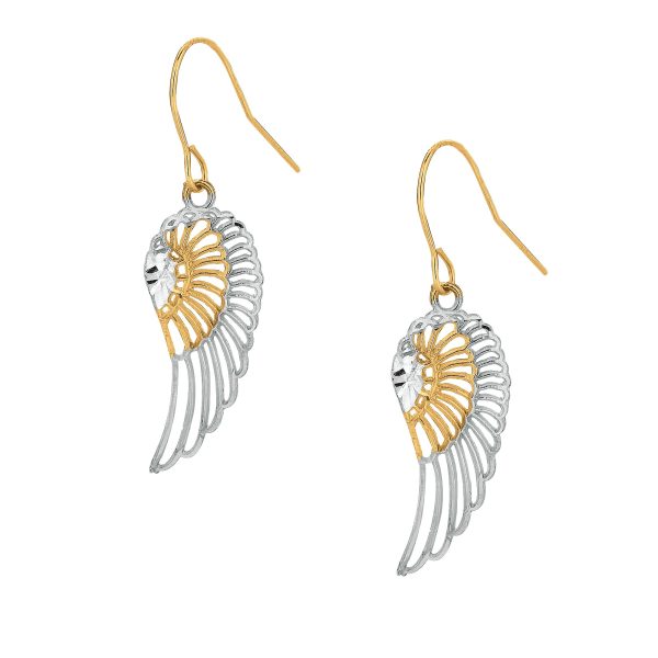 10K Gold Angel Wing Drop Earring Discount