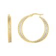 14K Gold Polished & Diamond Cut Double Row Hoop Earring on Sale