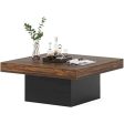 Rustic Brown LED Square Coffee Table Online Sale