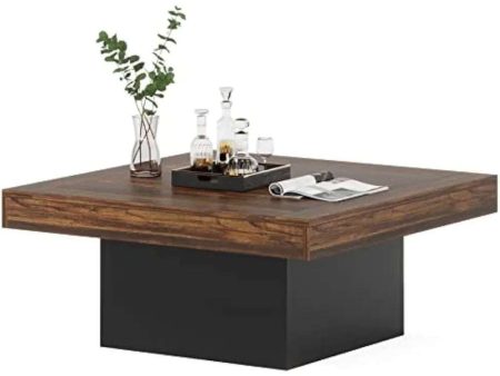 Rustic Brown LED Square Coffee Table Online Sale