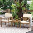 Acacia Wood 3-Piece Outdoor Bistro Set with Cream Cushions Online Hot Sale