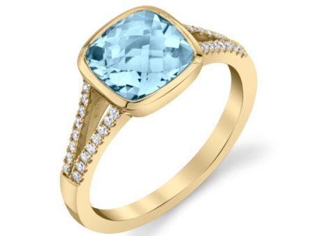 14k Yellow Gold 1.62ct Aquamarine & .16ct Diamond Fashion