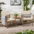 Acacia Wood 3-Piece Outdoor Bistro Set with Cream Cushions Online Hot Sale