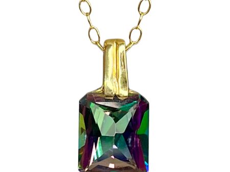 14k Yellow Gold 3.90ct Mystic Topaz Pendant Online Sale