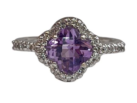 14k white Gold 1.61ct cut Amethyst & .17cttw Diamond ring Sale