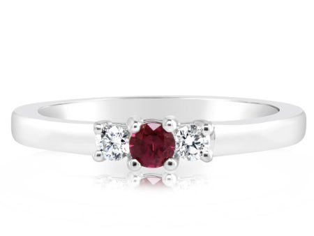 14K White Gold Ruby Diamond Ring For Discount