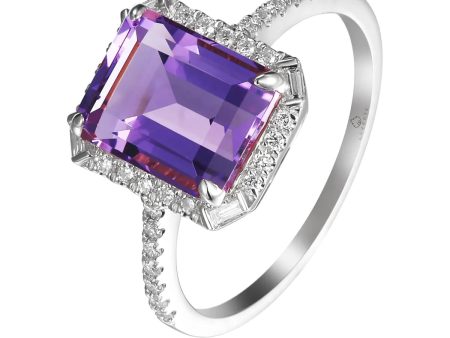 14k White Gold 2.70ct Amethyst & .23cttw Diamond Ring For Discount