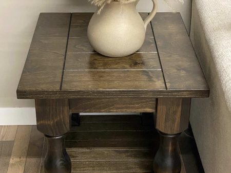 Rustic Baluster Farmhouse End Table Fully Stained For Discount