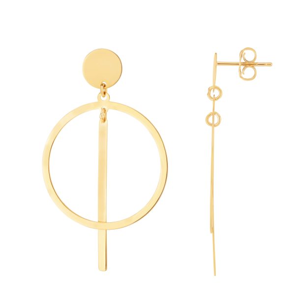 14K Gold Geometric Drop Earrings Supply