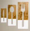 Fork, spoon, and knife set handmade of wood wall decor in dark charcoal Online now