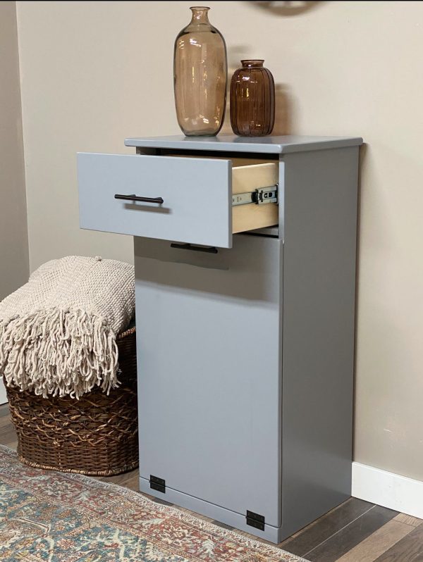 Sinclair with a storage drawer in gray modern door. Online