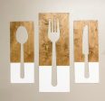 Fork, spoon, and knife set handmade of wood wall decor in white Hot on Sale