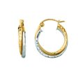 14K Gold Double Row Diamond Cut Hoop Earring For Cheap